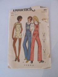 6155 BUTTERICK 1971 PATCH POCKET OVERALLS 2 LENGTHS, APPLIQUE PATTERN 6